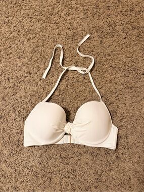 Shade & Shore White Molded Cups knotted Halter Bikini Top 36C